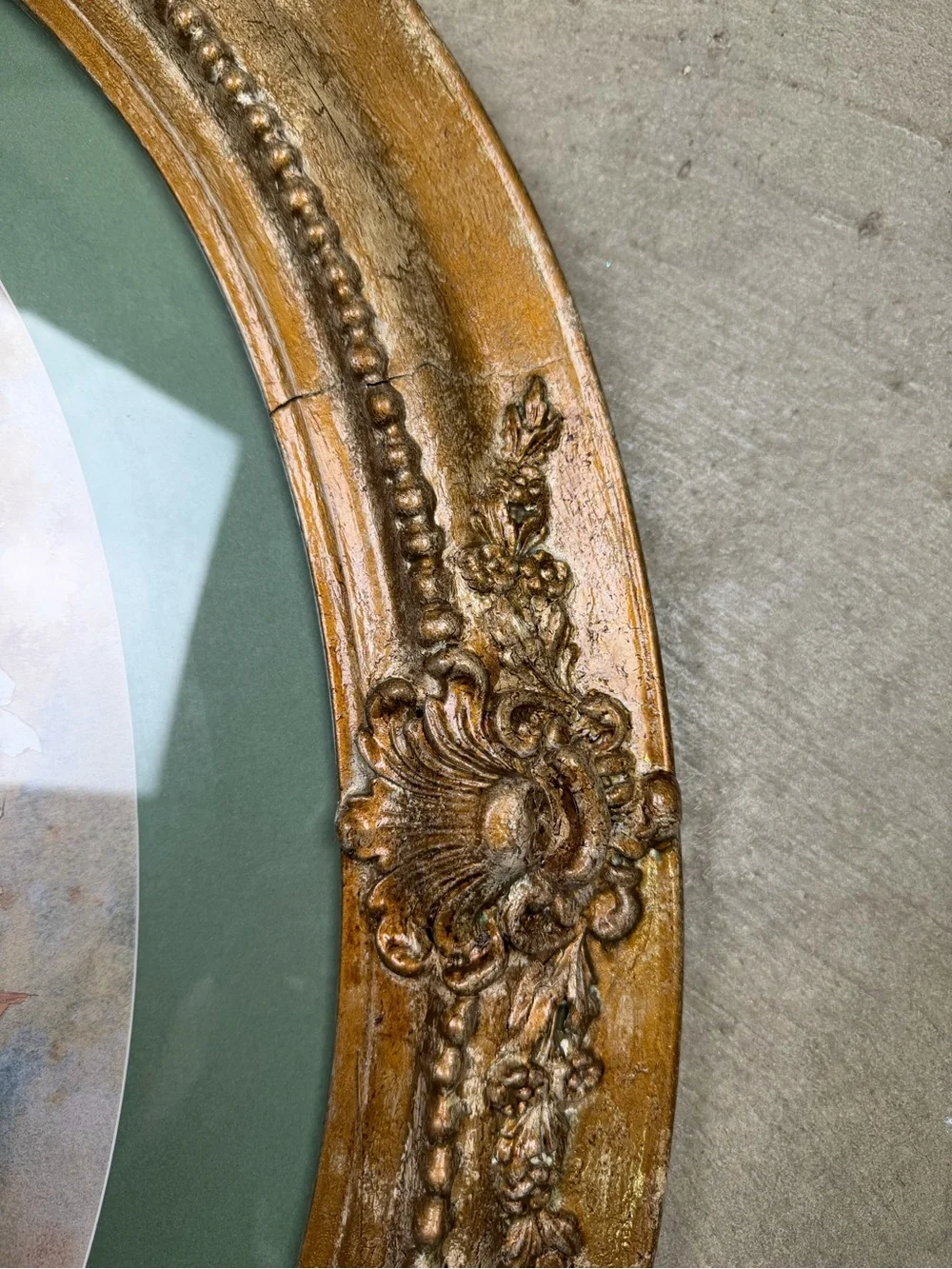 Vintage 24x18 Large Ornate Oval Gold Gilt Picture Frame Baroque Circa 1960-1970s